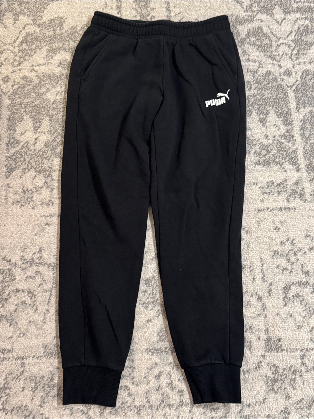 Puma Men’s Black Jogger Sweatpants with White Logo